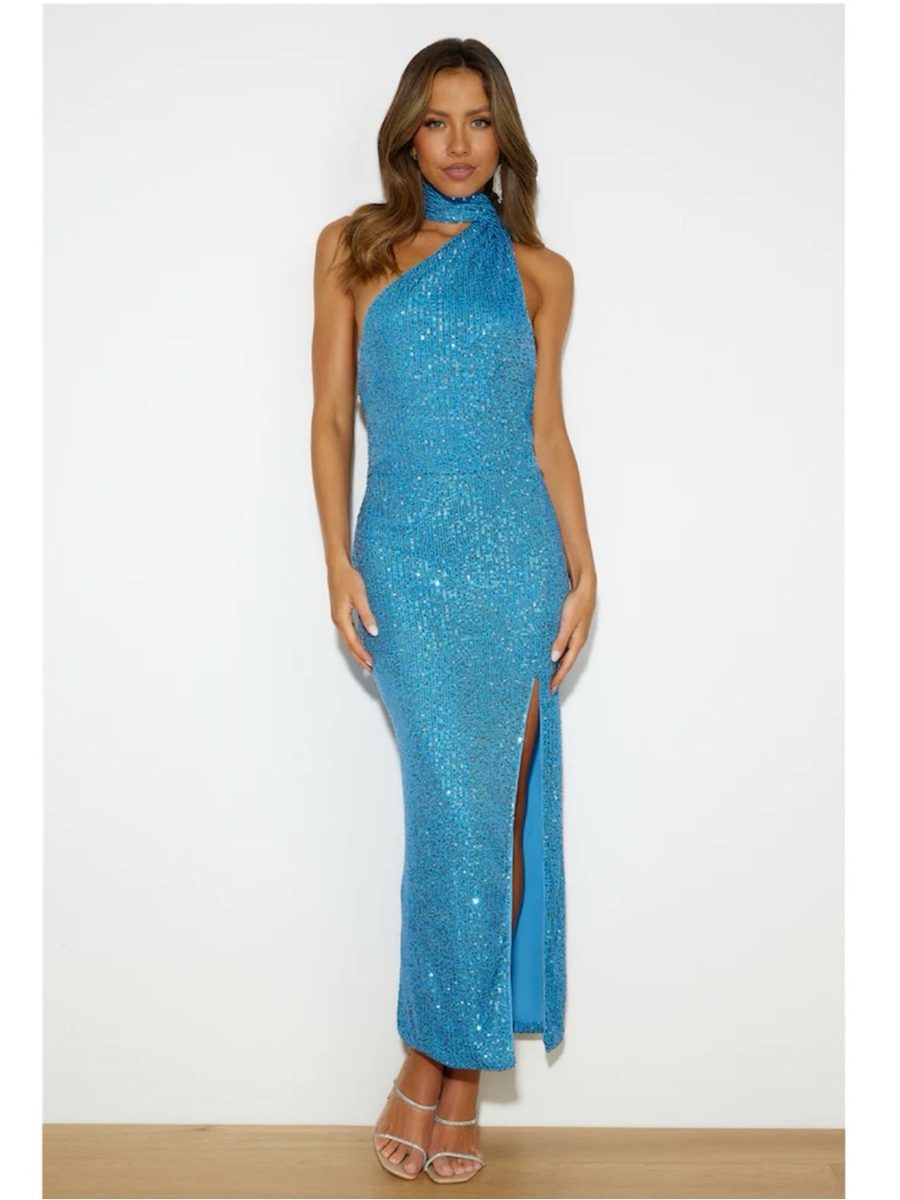 Hello Molly • All Eyes On Her Sequin Blue Midi Dress